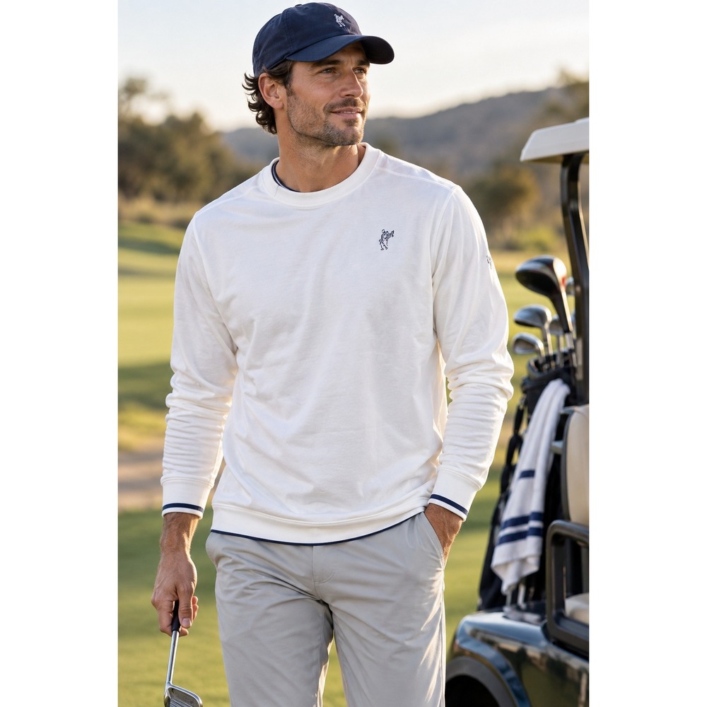 Ashworth EZ-Tech Hybrid Mens White Crewneck Sweatshirt Size M NWT